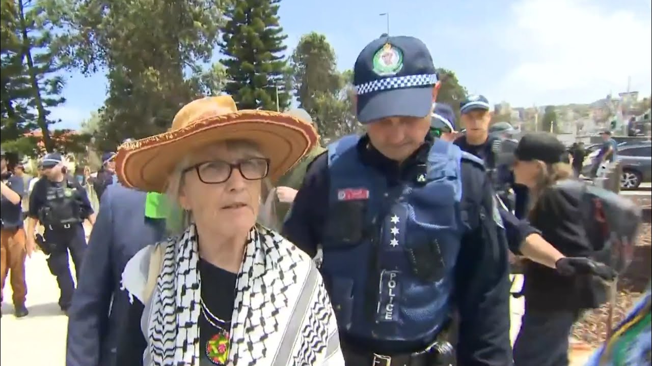 ‘Un-Australian’: Palestine activist removed from Bondi Beach vigil after causing disruption