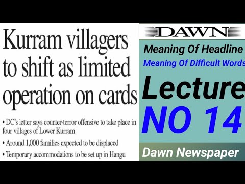 Understanding Dawn News Headlines | English Vocabulary Tips | Learn English Headlines | Lecture 14