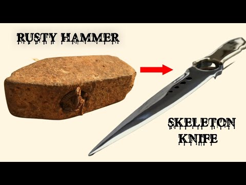 Rusty Hammer Turn into a Skeleton Knife | Knife making