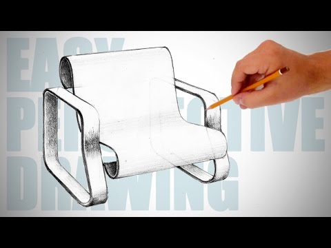 How to draw a modern chair - Easy Perspective Drawing 14