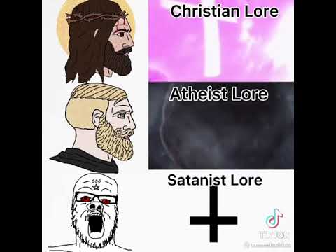 Atheist lore vs Christian lore (shitty poorly made meme)