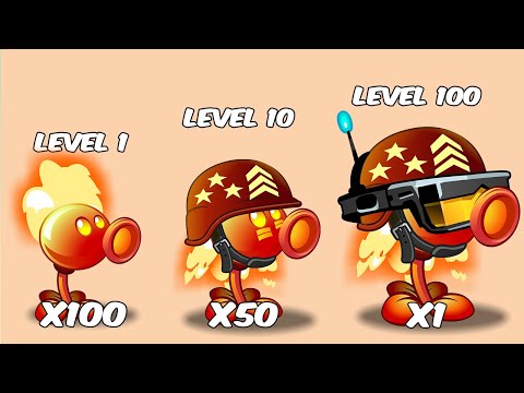 Every Peashooter Plants level 1 x100 vs level max x50 vs level 100 x1 Vs Zombie level 7 - PvZ 2