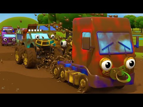 10 Muddy Trucks in Mud + more Classic Nursery Rhymes for Kids Songs | Gecko's Garage Truck Cartoon