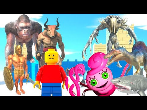KING GORO + MINOTAUR + LEGO MAN VS KING SCOURGE + SPINO + MEGALODON + MOMMY LONG LEGS + INFERNALS -