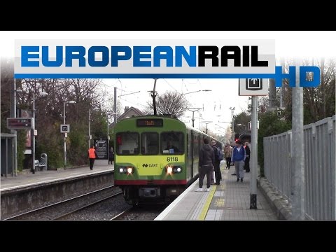 Iarnród Éireann Irish Rail DART 8100 EMU 8118 + 81xx + 81xx arrives at Sandymount Station