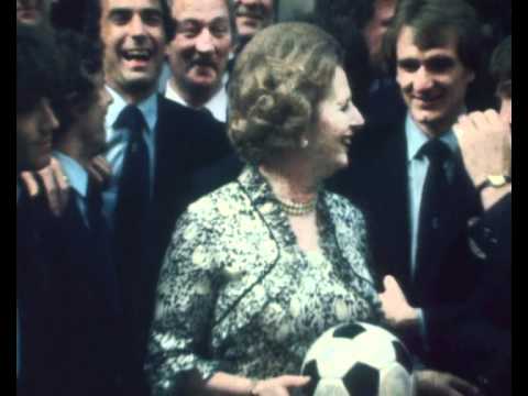 Kevin Keegan and Emlyn Hughes kissing Margaret Thatcher