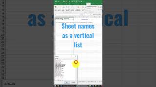 Excel sheet names as a vertical list