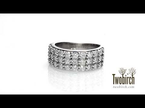 1.50 Carat Three Row Shared Prong Wide Wedding Band - TwoBirch  TB-WR-0322-WG-N