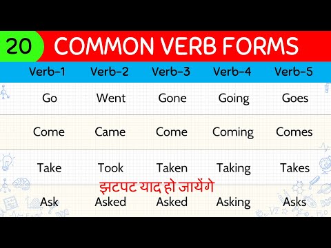 20 COMMON VERBS in English | Verb Forms in English V1 V2 V3 V4 V5
