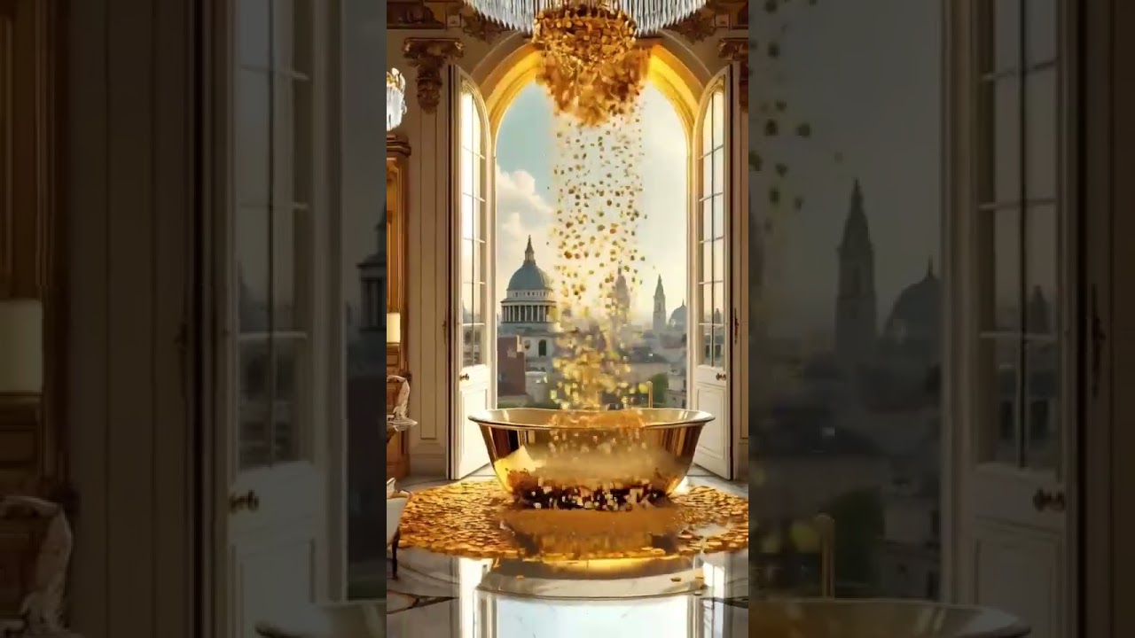 A Cascading River of Gold Coins in a Luxurious Room! Stunning AI-Generated Wealth #short #wealth