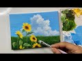 Sunflower Painting Studio Ghibli Scene Cloud Painting Technique Acrylic Painting Tutorial