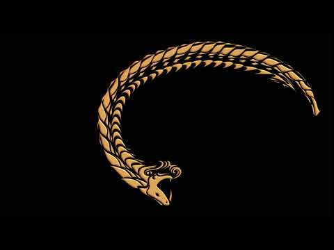ouroboros symbol of ancient golden snake eating its tail in animated circular motion