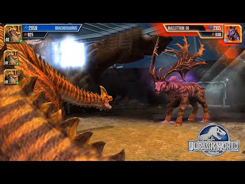 THE GIANT BRACHIOSAURUS VS MAELSTROM 08 - BATTLE | JURASSIC WORLD THE GAME