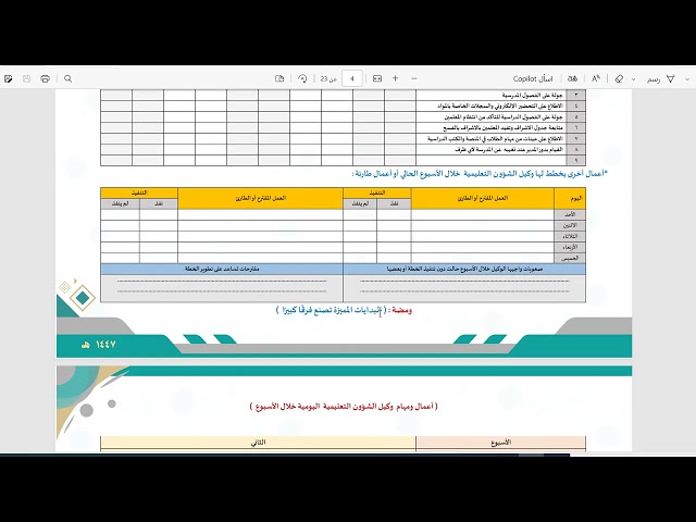 الخطة الإجرائية لوكيل الشؤون التعليمية 1447 الفصل...