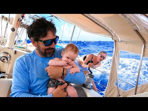 BEATING into 30 knots. Do babies get seasick???  Sailing Vessel Delos Ep. 261