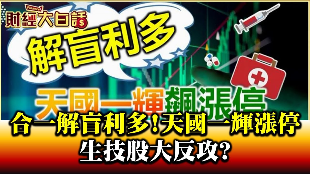 合一解盲利多!「天國一輝」亮燈漲停 玩咖有基之彈? 財經專家:生技股氣氛來了!