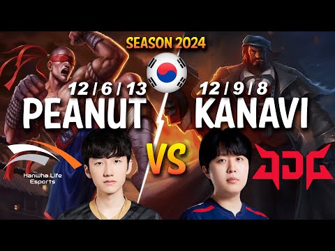 HLE Peanut vs JDG Kanavi - Peanut LEE SIN vs Kanavi GRAVES Jungle - Patch 14.4 KR Ranked GRANDMASTER