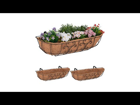 Bac à fleurs pour balcon en lot de 3 Marron - Métal - Fibres naturelles - 76 x 21 x 22 cm