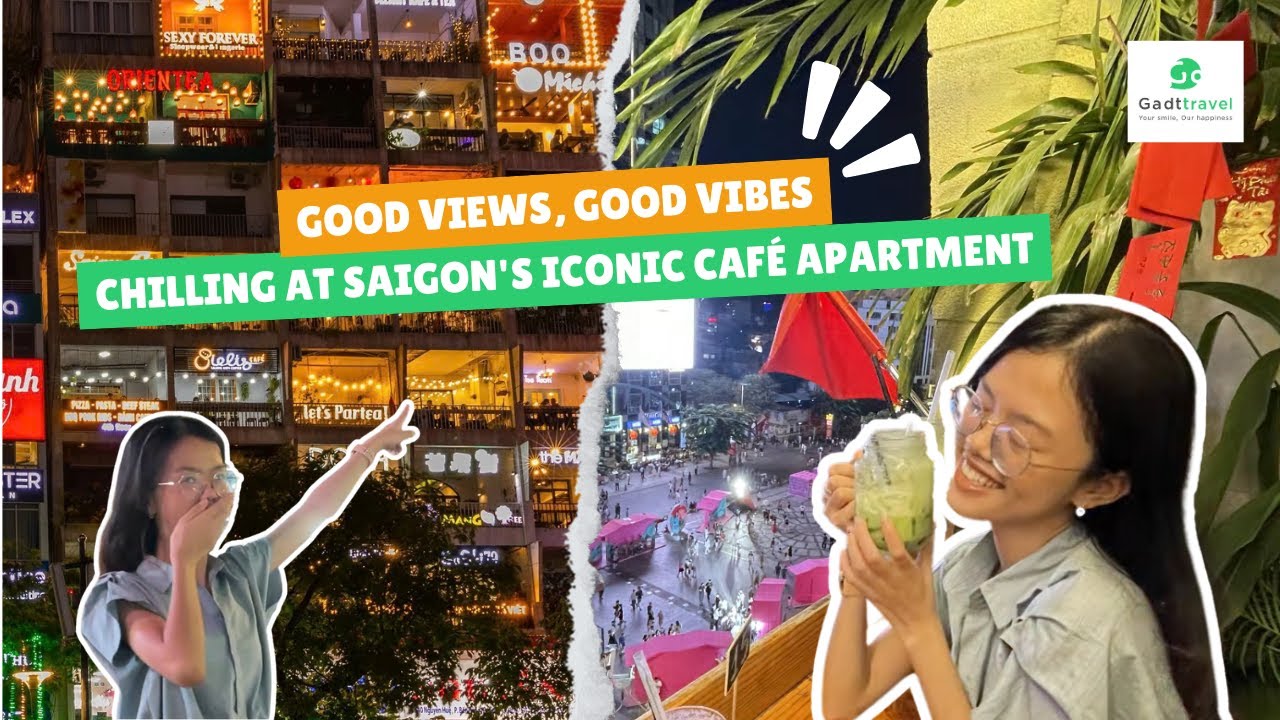 Experience the vintage allure of the Cafe Apartments, with stacked cafes radiating energy onto the bustling Nguyen Hue Walking Street.
