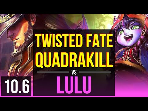 TWISTED FATE vs LULU (MID) | Quadrakill, KDA 8/1/7, 700+ games | EUW Grandmaster | v10.6