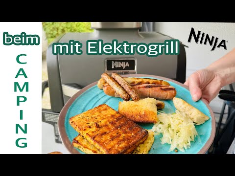 Ninja Woodfire Elektrogrill beim Camping in Aktion. Genauso aber auch für den Balkon eine gute Wahl!