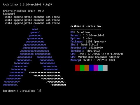 ArcoLinux : 1638 How to get rid of the message "-bash: append_path: command not found" in TTY