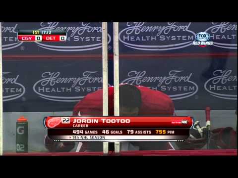 Jordin Tootoo vs Steve Begin fight Feb 5 2013 Calgary Flames vs Detroit Red wings NHL Hockey