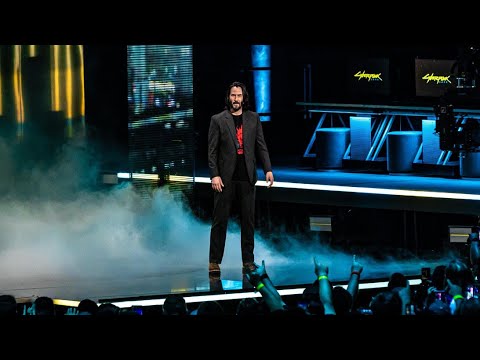 Keanu Reeves Cyberpunk 2077 onstage at E3! Announcement and Crowd Reactions!