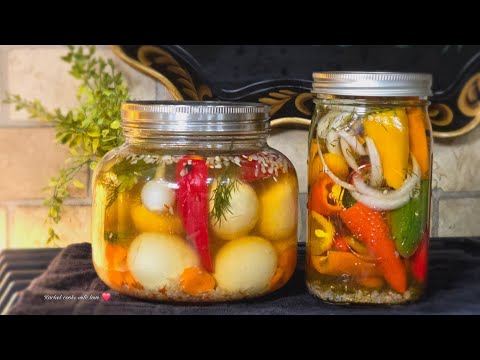 Easy Pickled Eggs // Pickled Sweet and Spicy Mini Peppers / Voted best Recipe ❤️