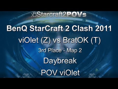 SC2 WoL - BenQ Clash 2011 - viOlet vs BratOK - 3rd Place - Map 2 - Daybreak - viOlet