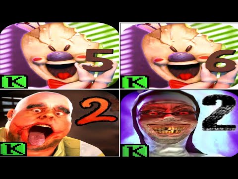Ice Scream 5 Vs Ice Scream 6 Vs Mr Meat 2 Vs Evil Nun 2 With New Icons Full Gameplay