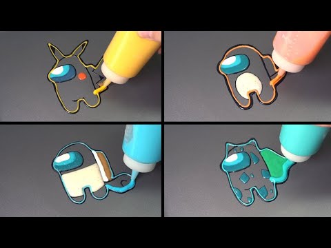 Among us Pancake Art (Pokemon Version) - Pikachu, Charmander, Squirtle, Bulbasaur