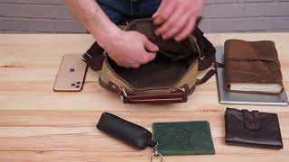 Сумка вертикальна текстильна 20154 Vintage хакі