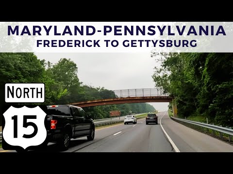 Dirigindo pela US Route 15 North em Maryland e Pensilvânia - Frederick até Gettysburg - junho de 2023