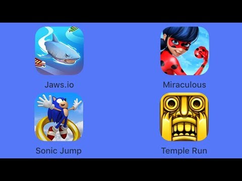 Jaws.io, Miraculous Ladybug, Sonic Jump, Temple Run [iOS Gameplay, Walkthrough] Video