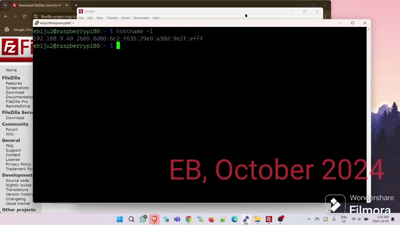 Transferring files from your PC to Raspberry pi using FileZilla