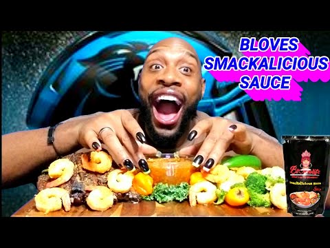 THE BEST BLOVES NEW SMACKALICIOUS SAUCE REVIEW EVER ... SURF AND TURF SEAFOOD BOIL MUKBANG ...
