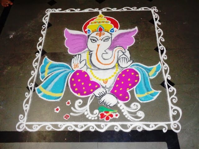 Ganesh chathurthi special rangoli design by latest rangoli