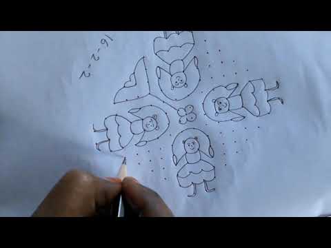 16-2-2 dots simple and easy dolls rangoli || sankranthi chukkala muggulu || pongal kolam