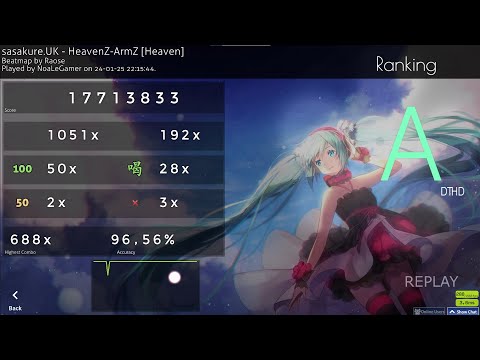 8.15⭐ HeavenZ-ArmZ +HDDT 96.56% 3❌ (my best play so far)