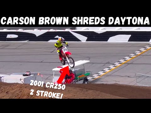 Carson Brown Shreds Daytona Vintage Supercross on 2001 CR250 2 Stroke!