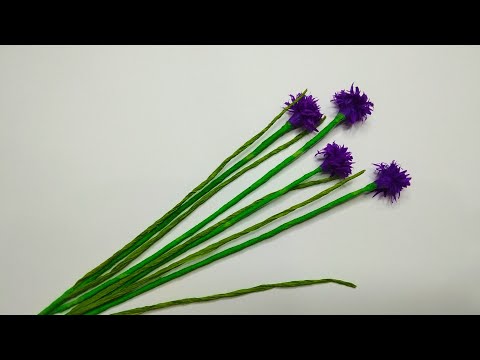 How To Make Chives Paper Flowers | Crepe Paper Flower