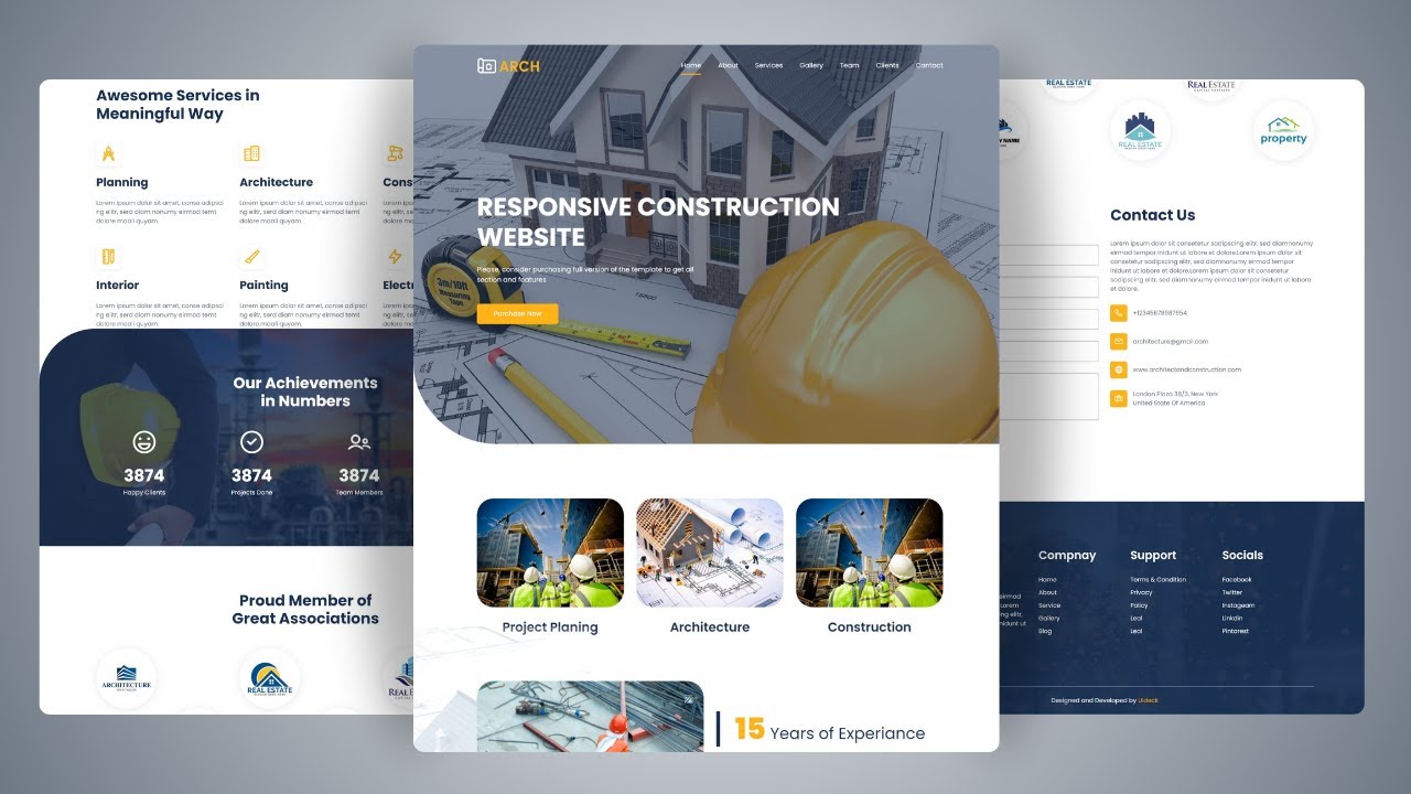 Responsive Construction Website || HTML, CSS & Java Script || Free Source Code