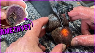 Kleine brasilianische Achatknollen enthalten AMETHYST!