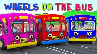The Wheels on the Bus | Learning Colors Bus | Nursery Rhymes and Kids Songs 3D