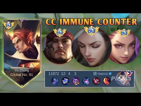 HOW TO DEAL THIS ANNOYING CC IMMUNE ENEMY USING THIS YU ZHONG EMBLEM SET - MLBB