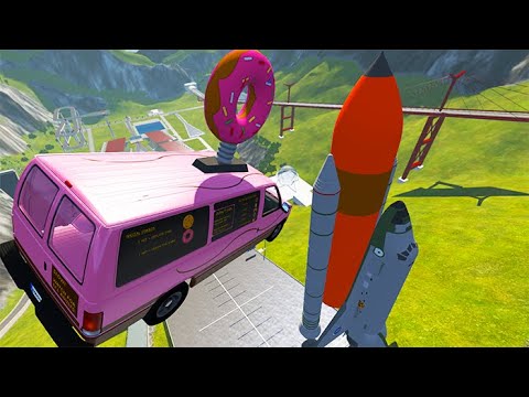 Car Jump Arena Car Jumps Over Shuttle #2 - BeamNG drive