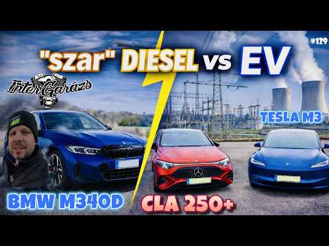 DIESEL jobb mint az ELEKTROMOS? | BMW M340D vs. Mercedes CLA 250+ vs. Tesla M3 hoszzú távon télen!