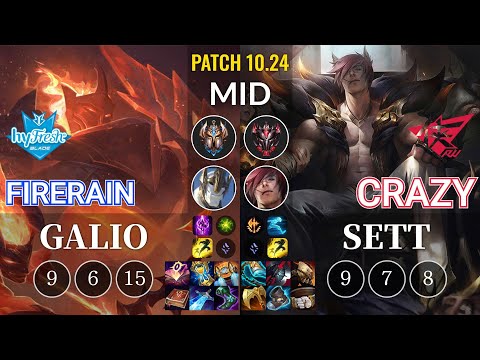 hyF FireRain Galio vs RW Crazy Sett Mid - KR Patch 10.24