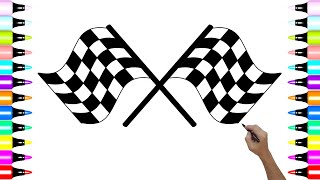 How to Draw Racing Checkered Flag! | Car Racing